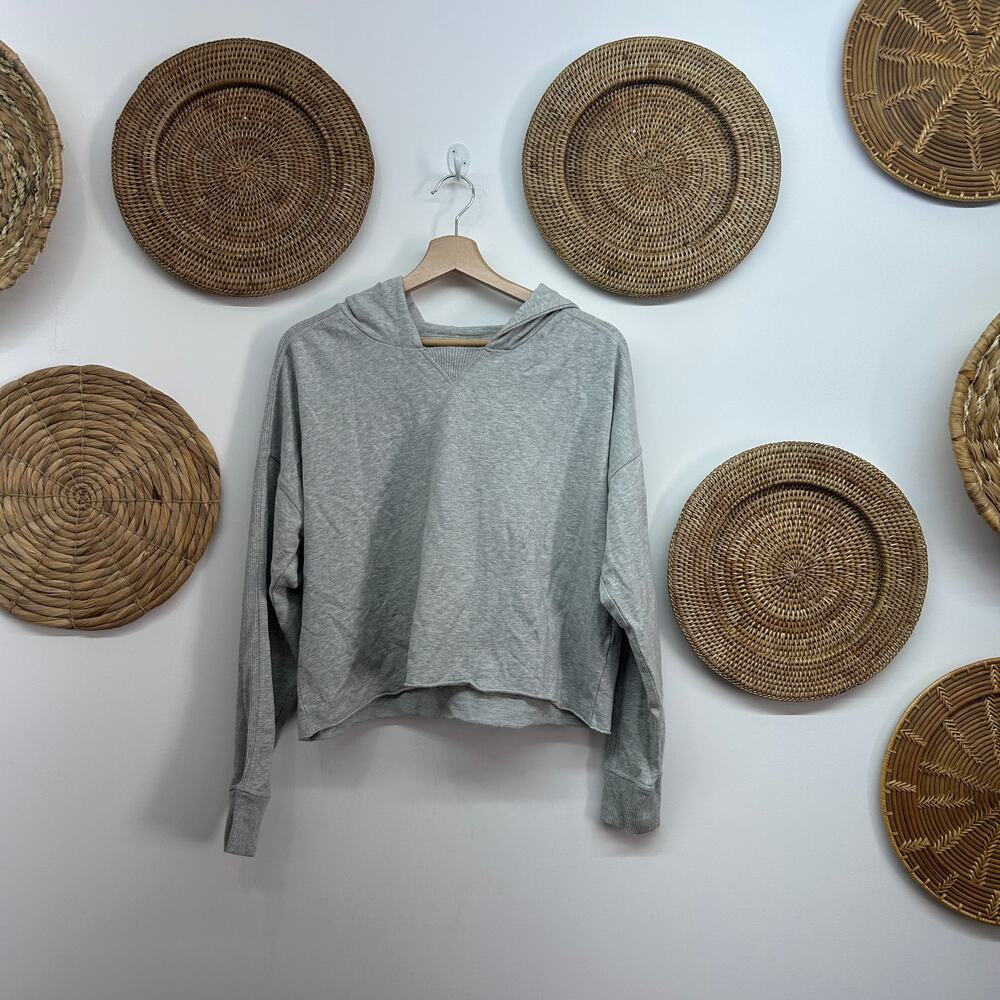 Offline by Aerie Gray Knit Oversized Hooded Sweatshirt Hoodie Small